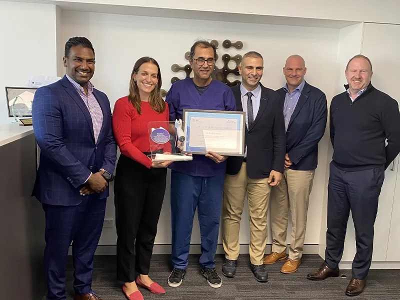 Dr Raji Kooner with the Urology NSW team and Boston Scientific representatives at the Rezum 200 procedure Certificate of Achievement presentation